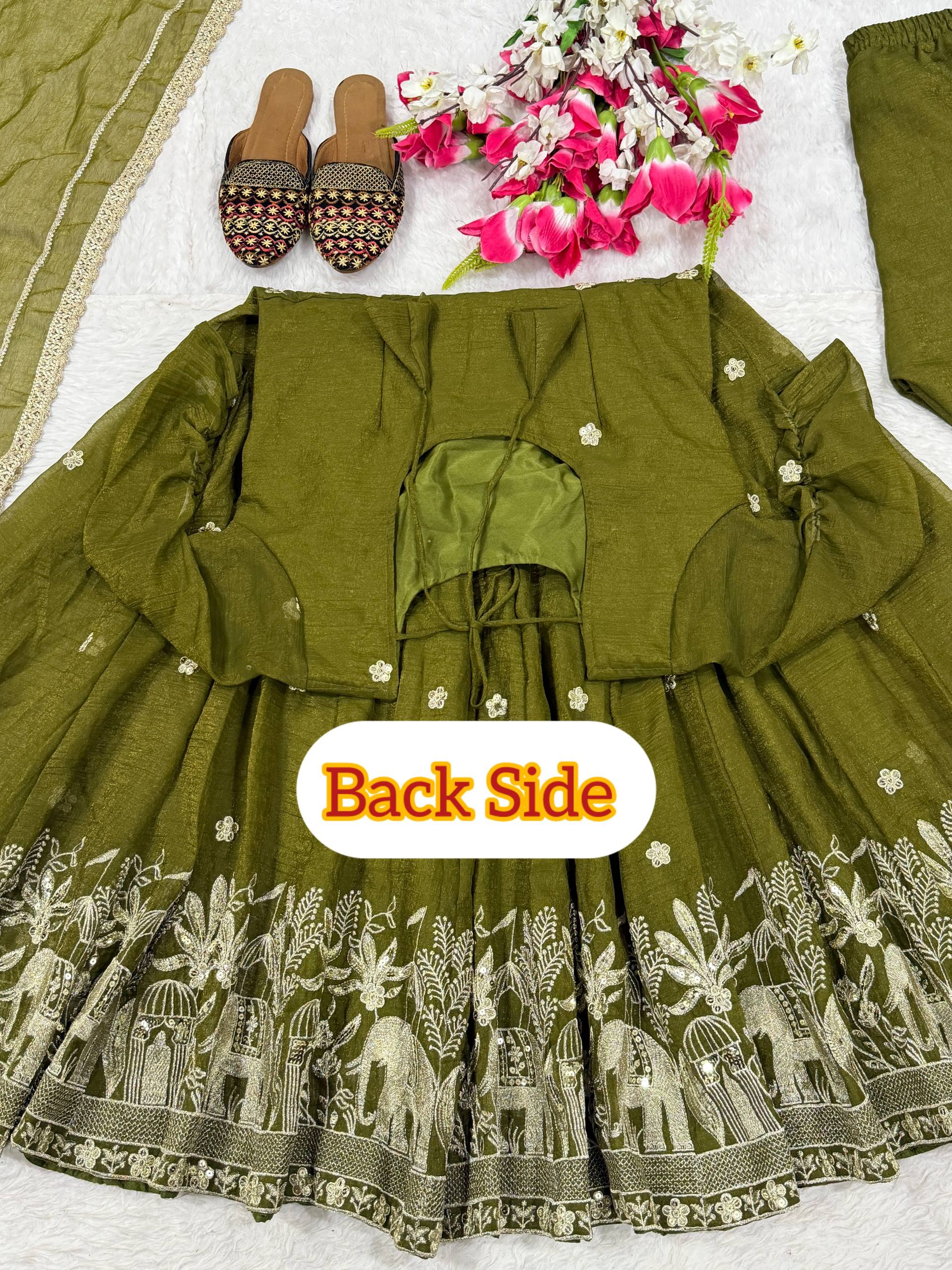 Midnight Chartreuse Luminous Flared Anarkali